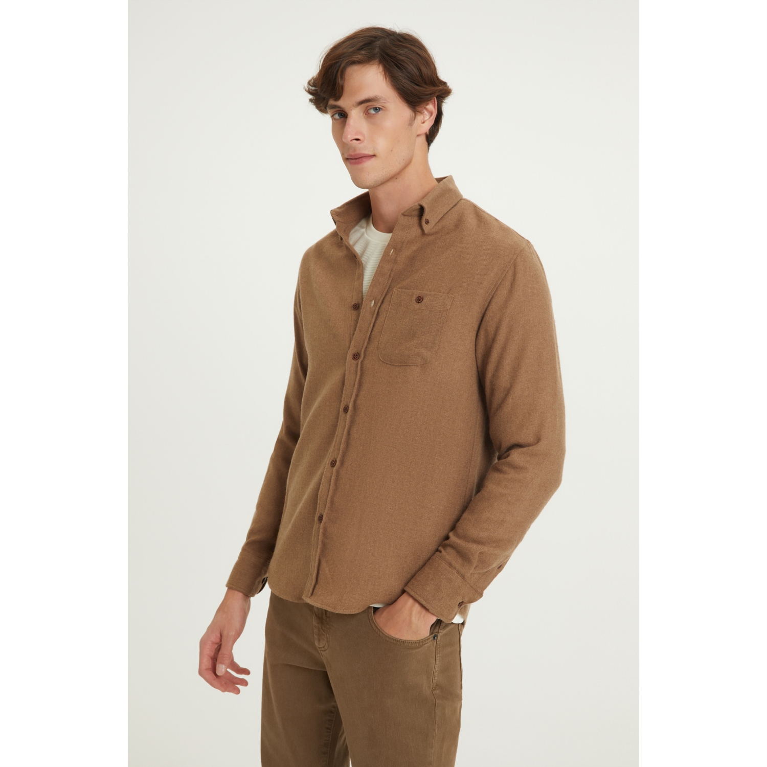 YÜN KARIŞIMLI REGULAR FIT GÖMLEK