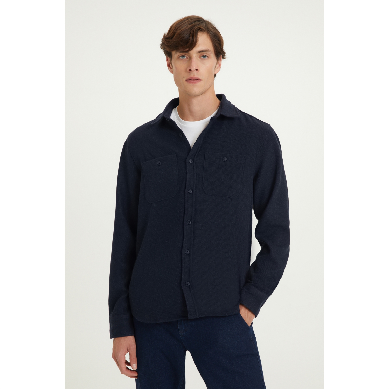 YÜN KARIŞIMLI REGULAR FIT GÖMLEK