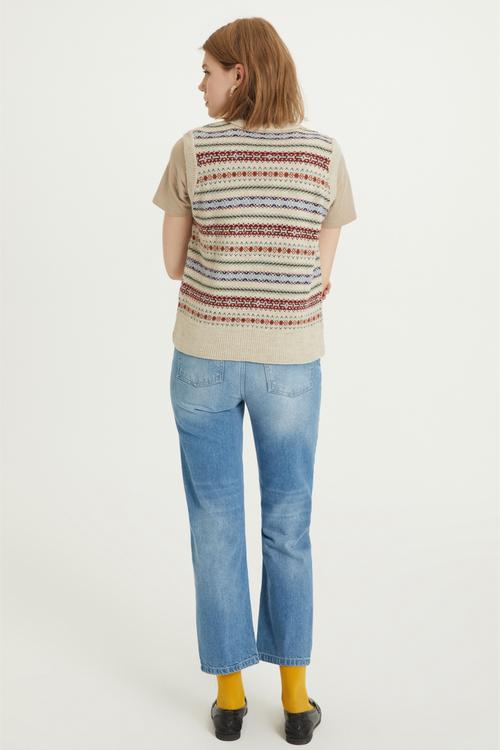  JAKARLI ETNİK V YAKA TRİKO SÜVETER