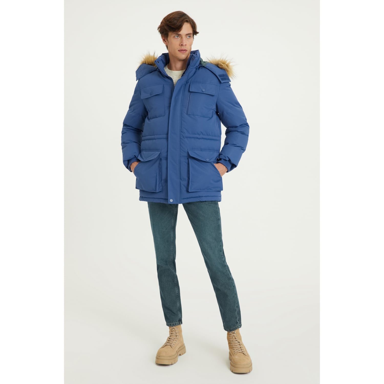 ÇIKARILABİLİR KAPÜŞONLU KALIN MONT