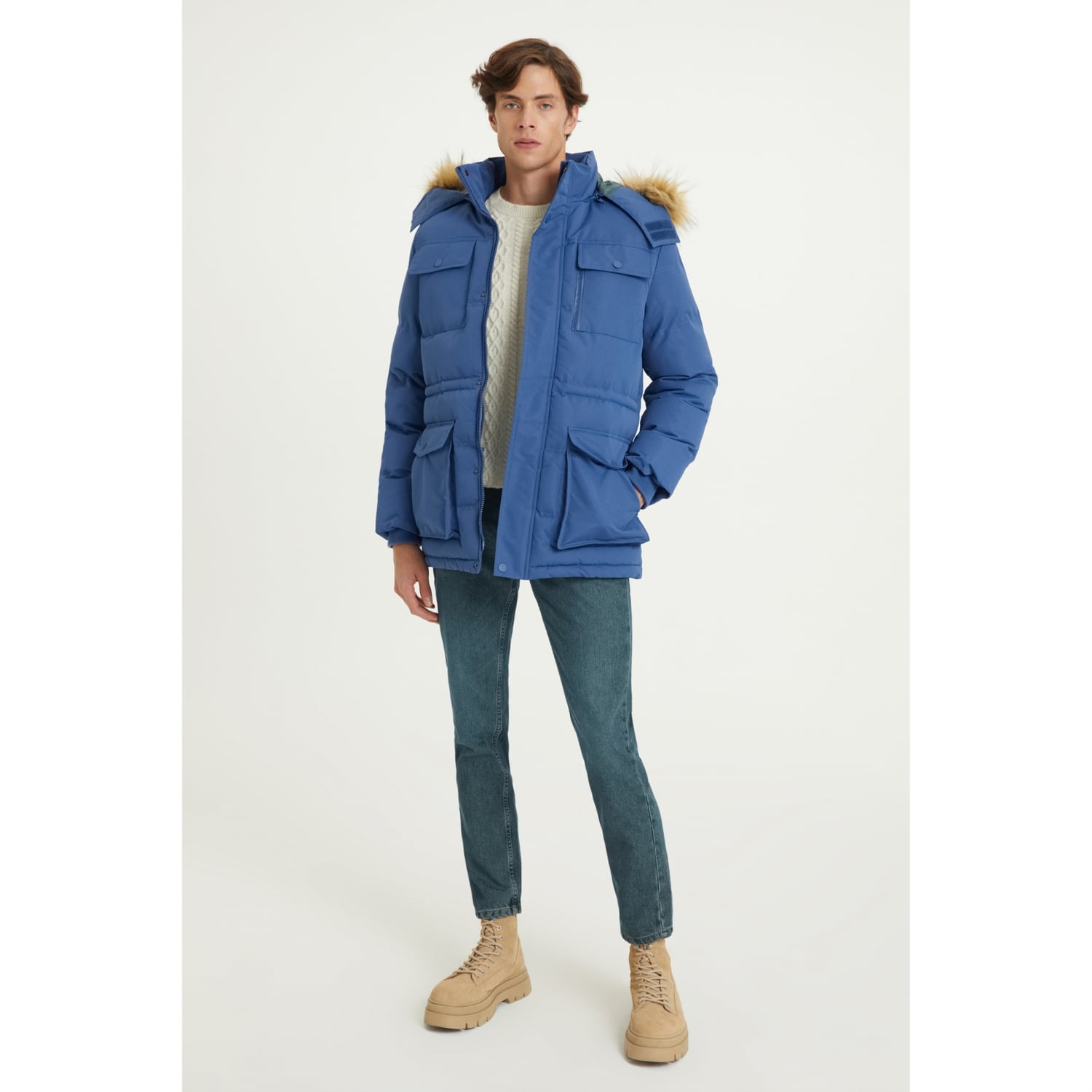 ÇIKARILABİLİR KAPÜŞONLU KALIN MONT