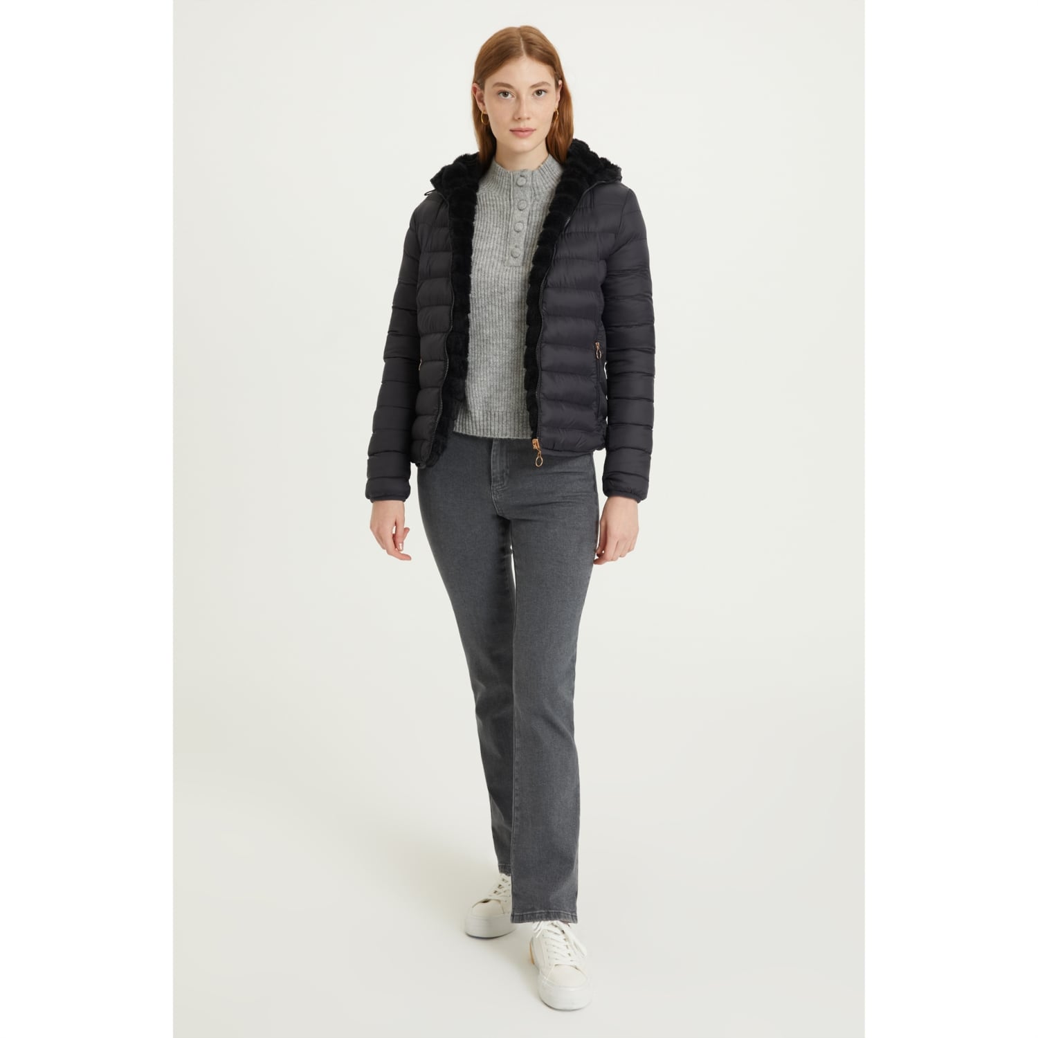 PELUŞ ÇİFT TARAFLI KAPİTONELİ MONT