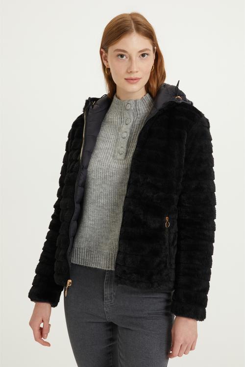  PELUŞ ÇİFT TARAFLI KAPİTONELİ MONT