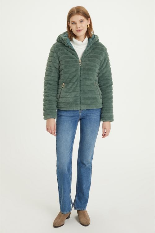  PELUŞ ÇİFT TARAFLI KAPİTONELİ MONT