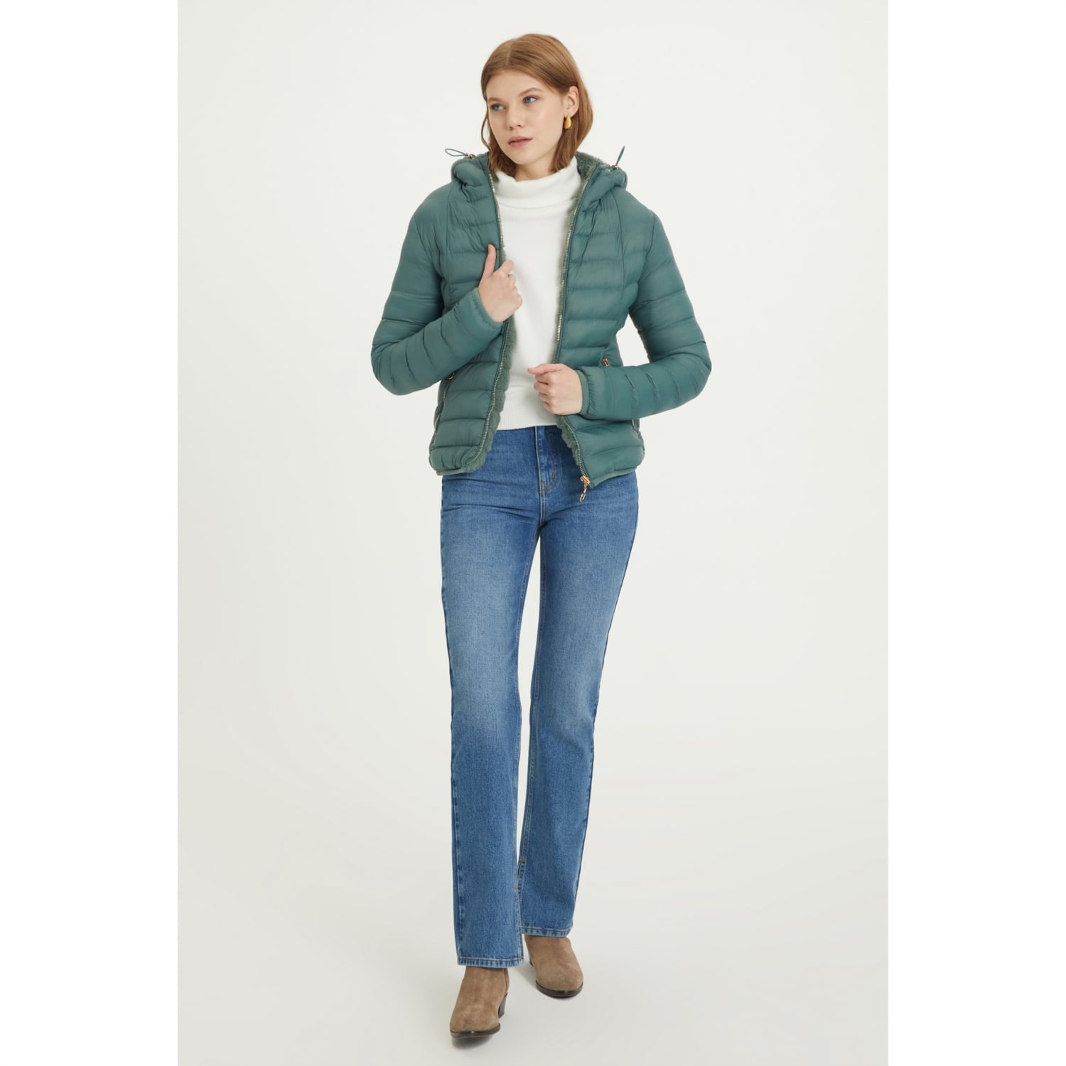 PELUŞ ÇİFT TARAFLI KAPİTONELİ MONT