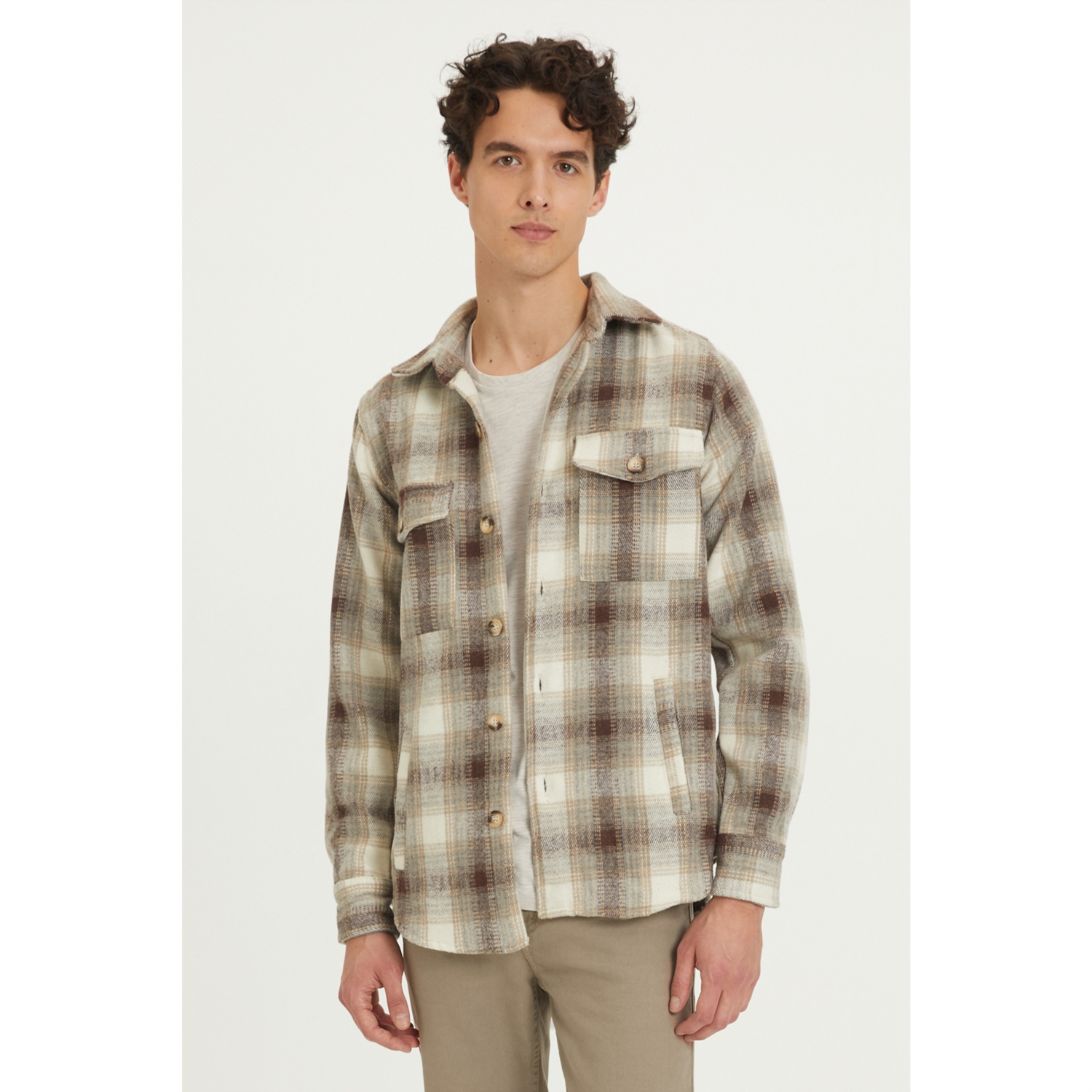 EKOSELİ YÜN KARIŞIMLI GÖMLEK CEKET