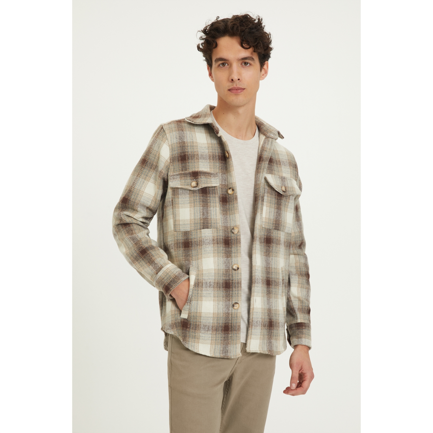 EKOSELİ YÜN KARIŞIMLI GÖMLEK CEKET