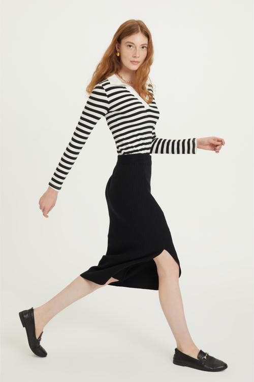  DAR KESİM MİDİ TRİKO ETEK