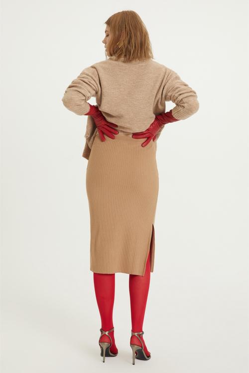  DAR KESİM MİDİ TRİKO ETEK