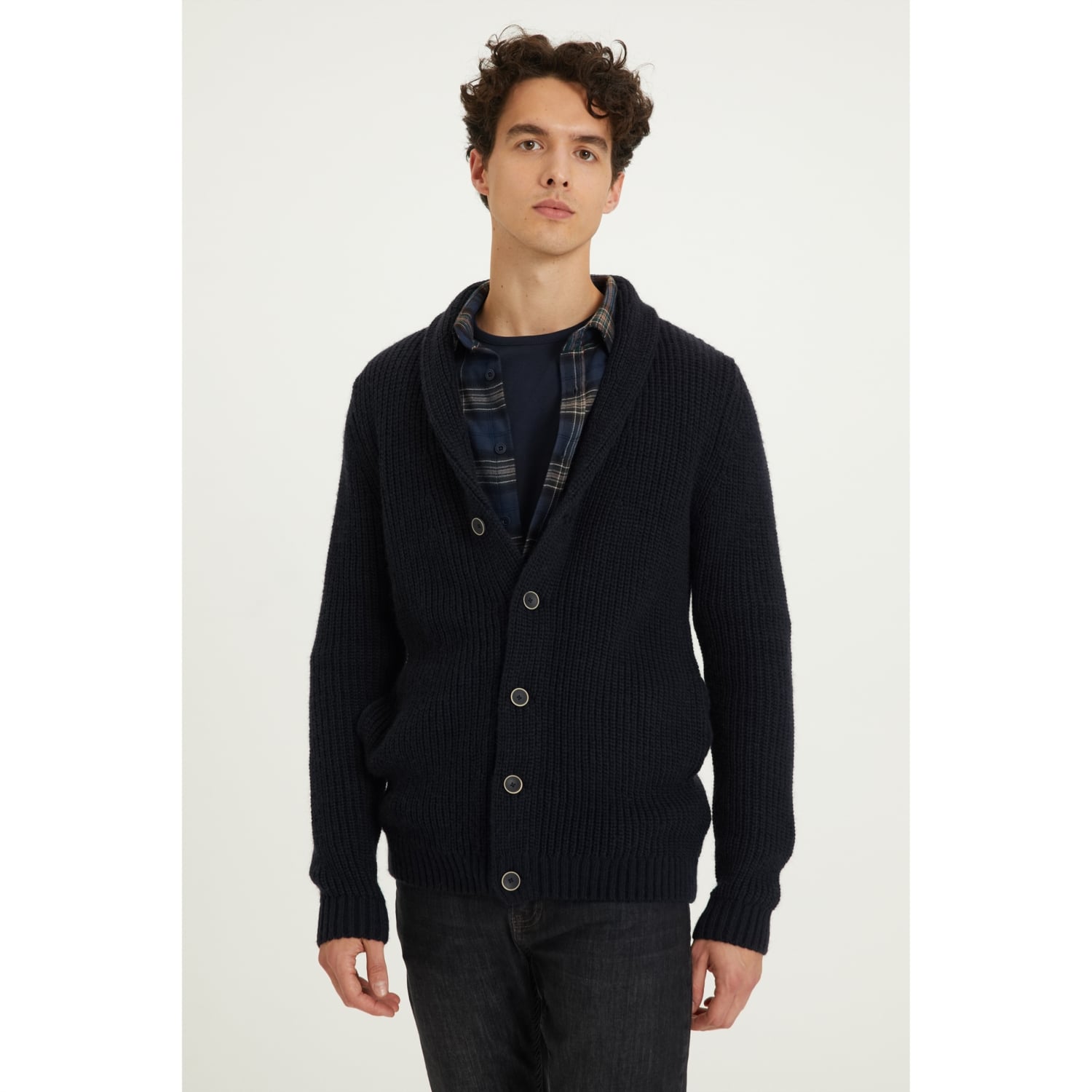 ŞAL YAKA DÜĞMELİ TRİKO HIRKA