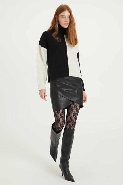  DERİ GÖRÜNÜMLÜ MİNİ ETEK