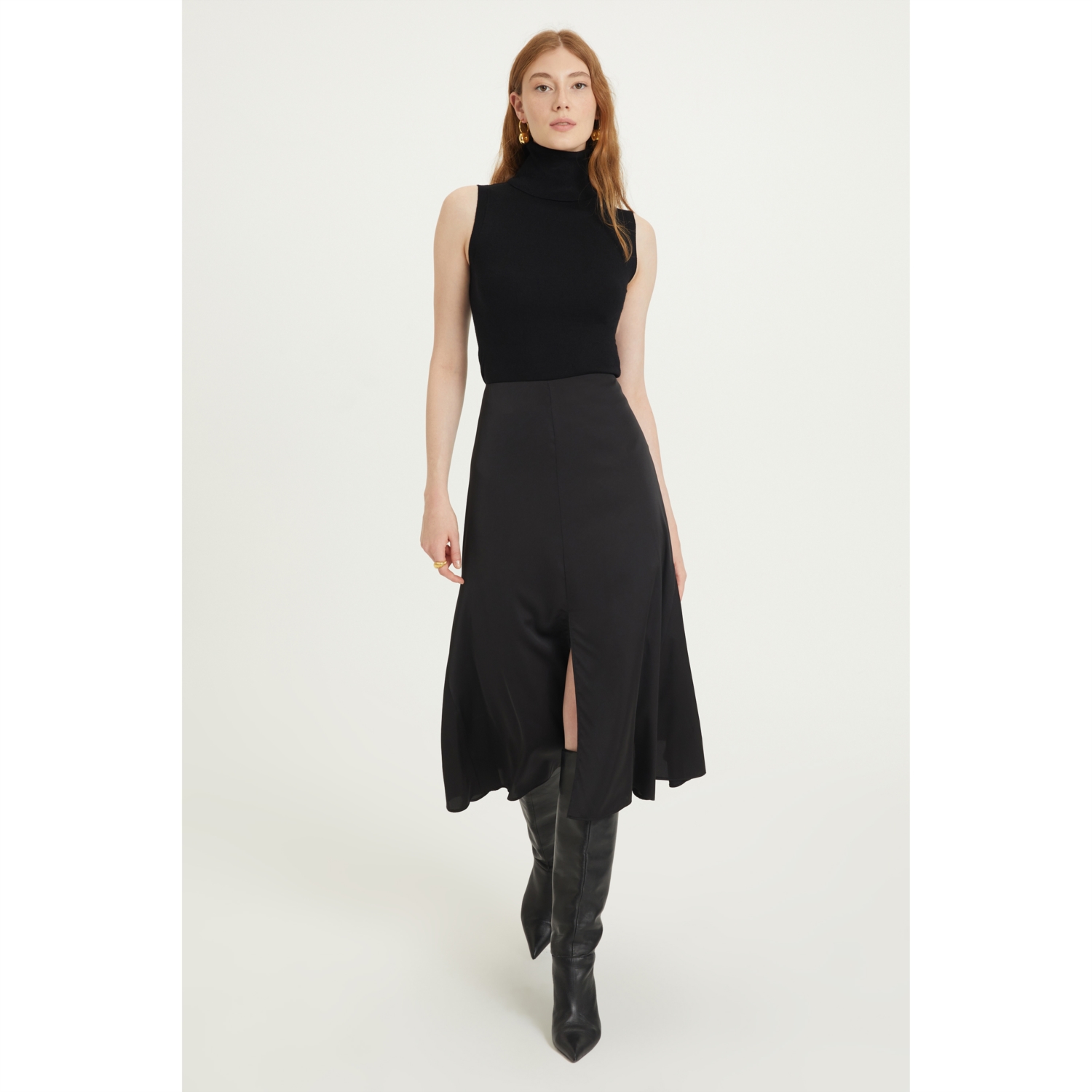 YIRTMAÇLI A FORM MİDİ ETEK