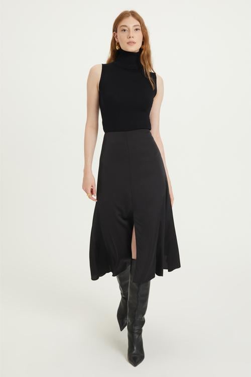  YIRTMAÇLI A FORM MİDİ ETEK