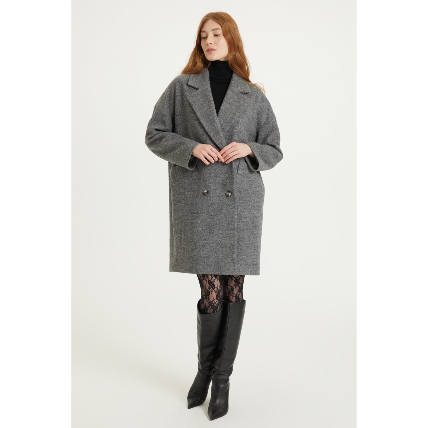 DÜĞMELİ KAŞE PALTO