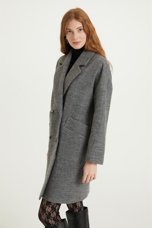  DÜĞMELİ KAŞE PALTO