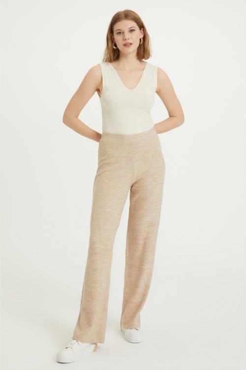  VİSKON KARIŞIMLI GENİŞ PAÇA ÖRME PANTOLON