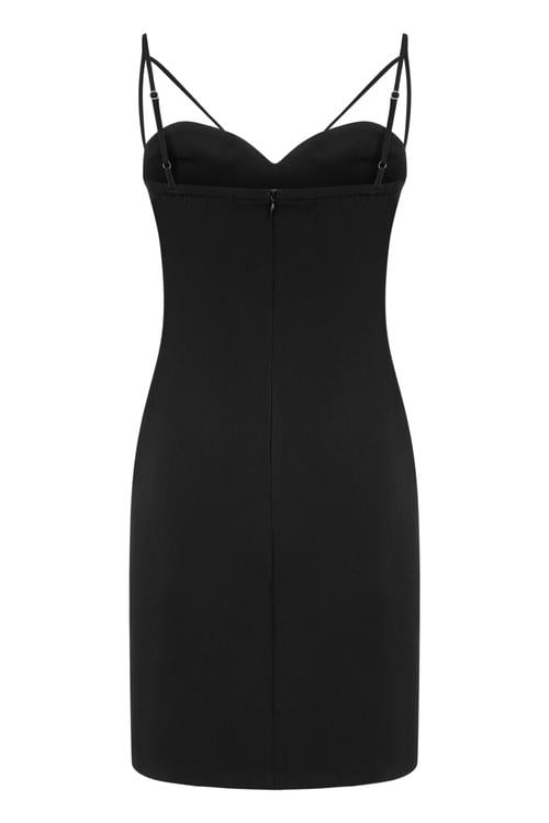  ASKILI DAR KESİM MİNİ ELBİSE