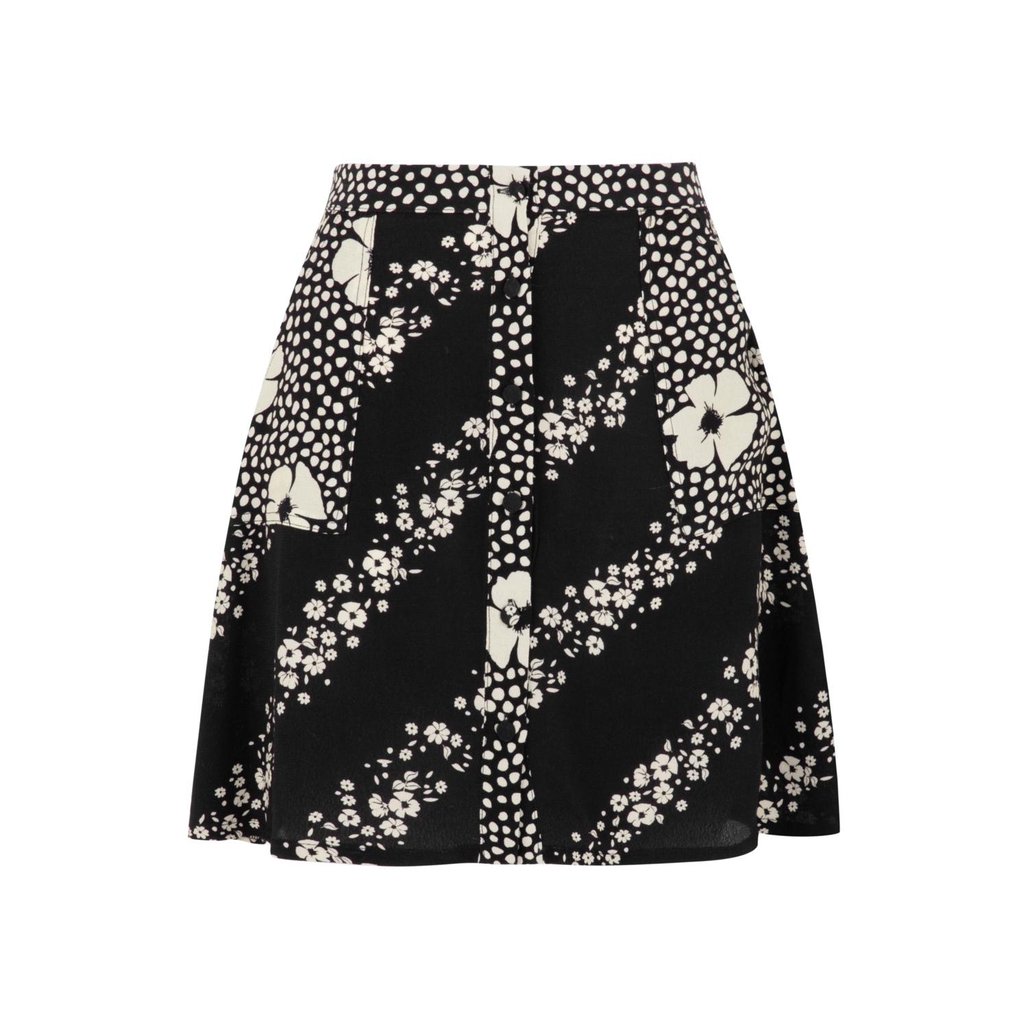 ÇİÇEK DESENLİ A FORM MİNİ ETEK