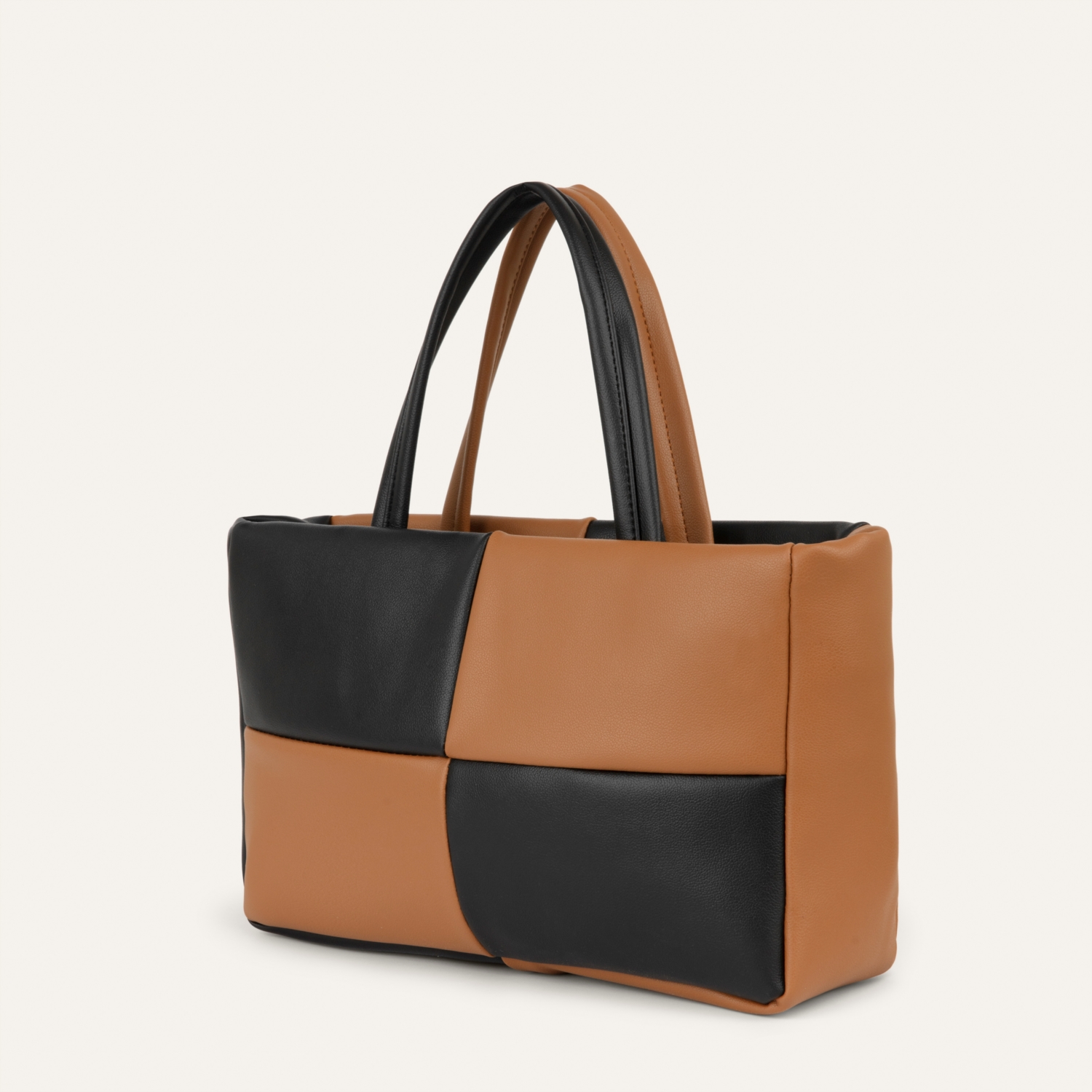 RENK BLOKLU DERİ GÖRÜNÜMLÜ EL ÇANTASI