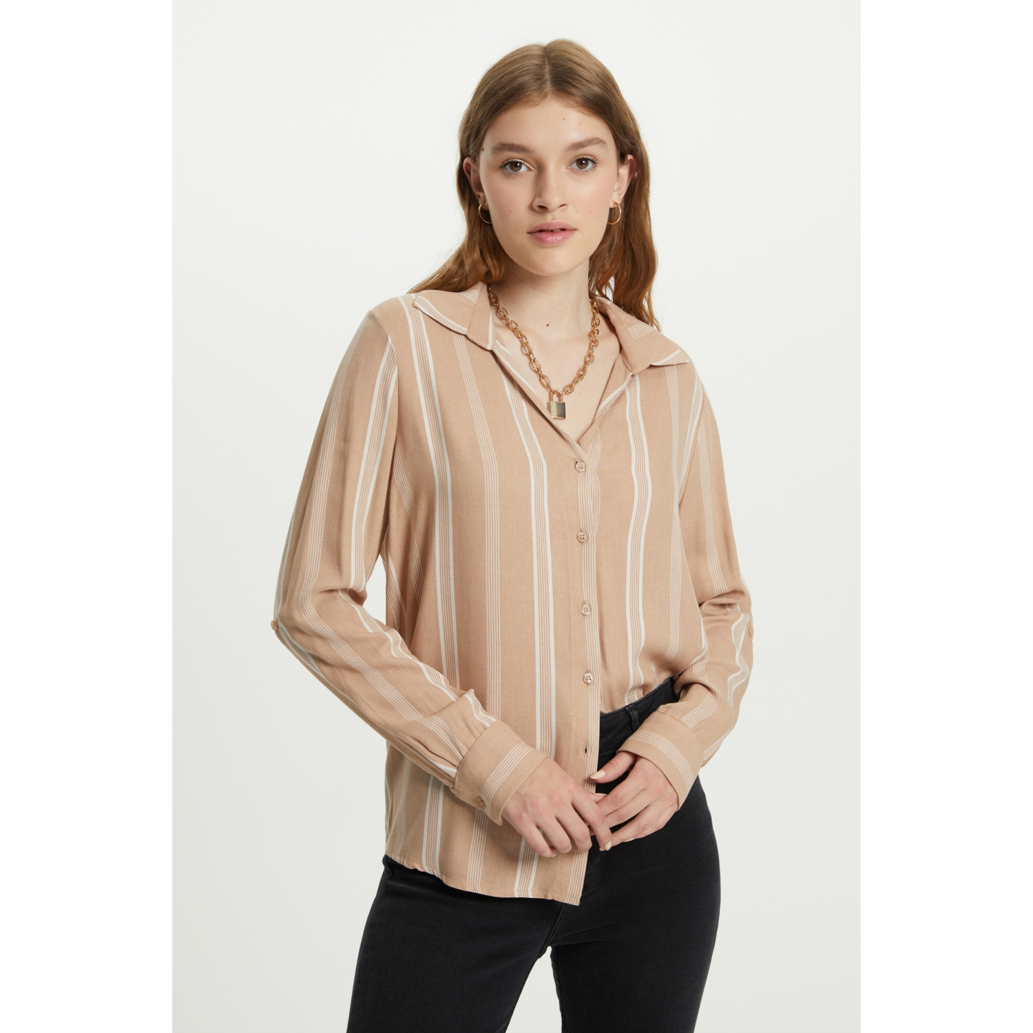 ÇİZGİLİ REGULAR FIT VİSKOZ GÖMLEK