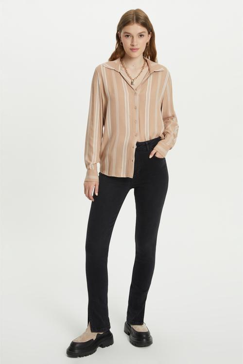  ÇİZGİLİ REGULAR FIT VİSKOZ GÖMLEK