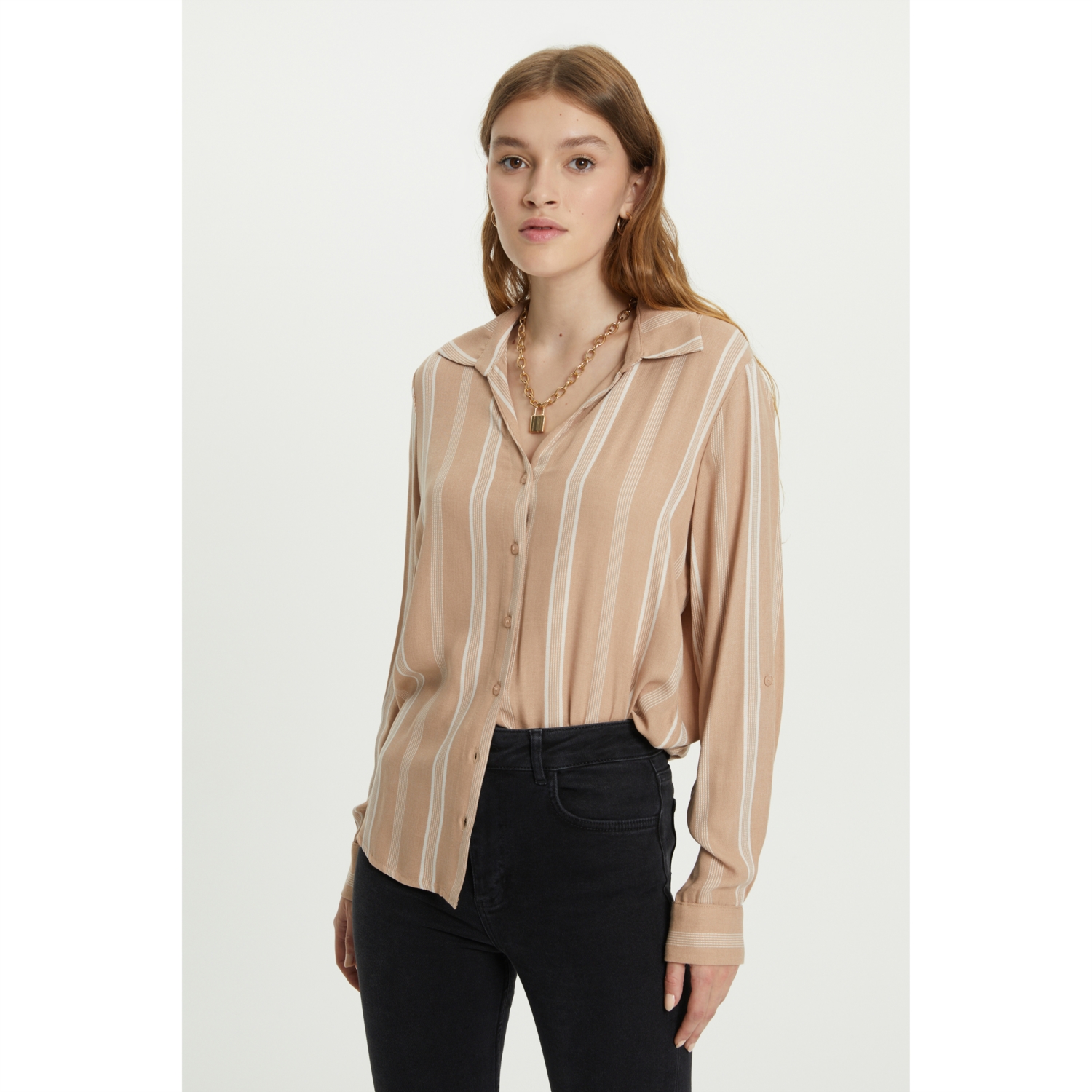 ÇİZGİLİ REGULAR FIT VİSKOZ GÖMLEK