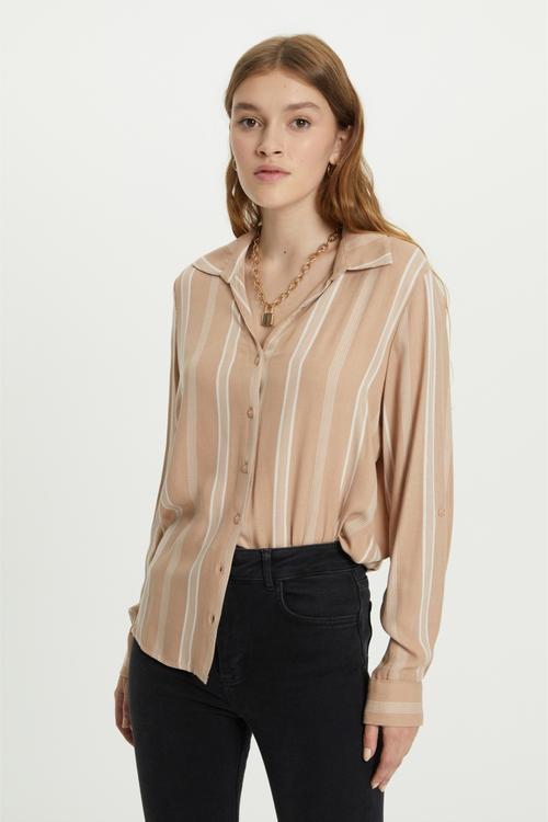  ÇİZGİLİ REGULAR FIT VİSKOZ GÖMLEK