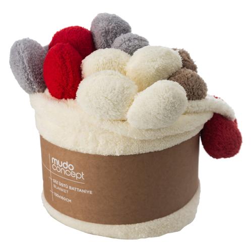  PONPONLU DİZ ÜSTÜ BATTANİYE MULTİ 130X160