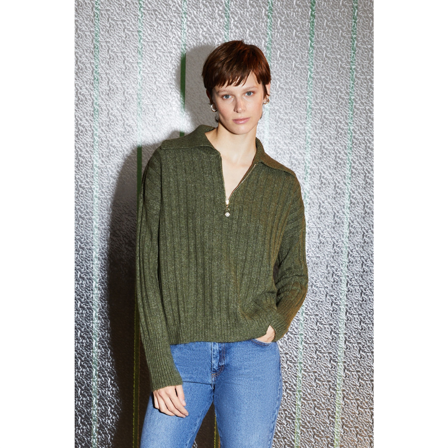 FERMUARLI POLO YAKA TRİKO KAZAK