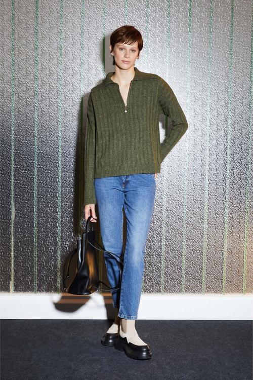  FERMUARLI POLO YAKA TRİKO KAZAK