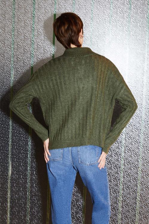  FERMUARLI POLO YAKA TRİKO KAZAK