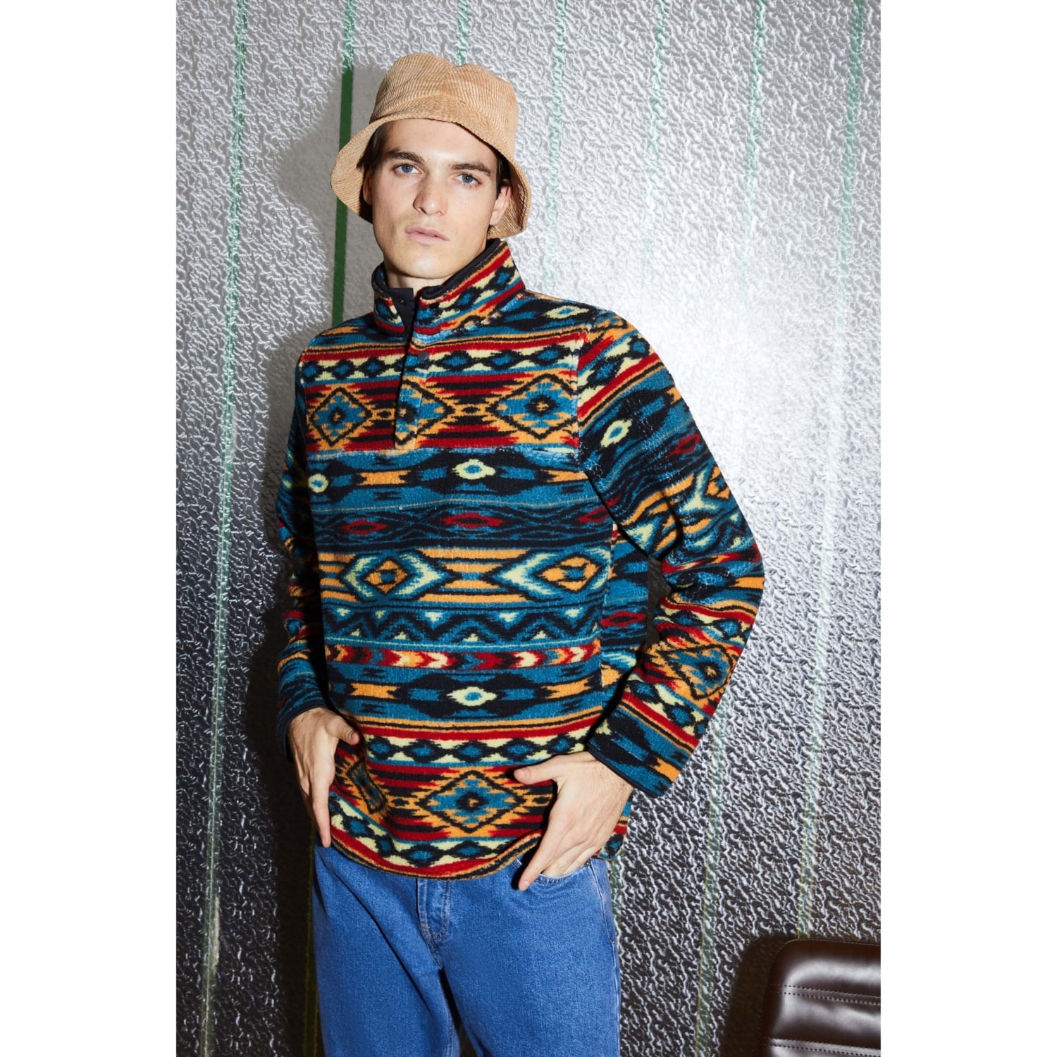 ETNİK DESENLİ POLAR SWEATSHIRT