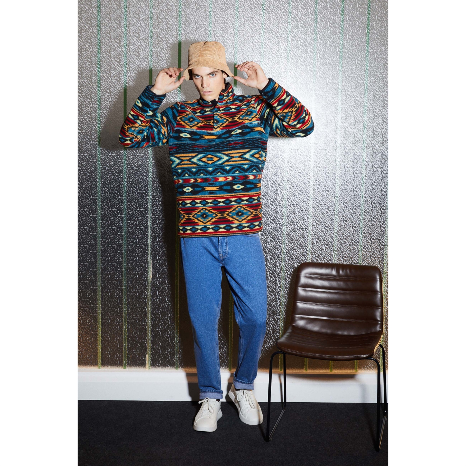 ETNİK DESENLİ POLAR SWEATSHIRT