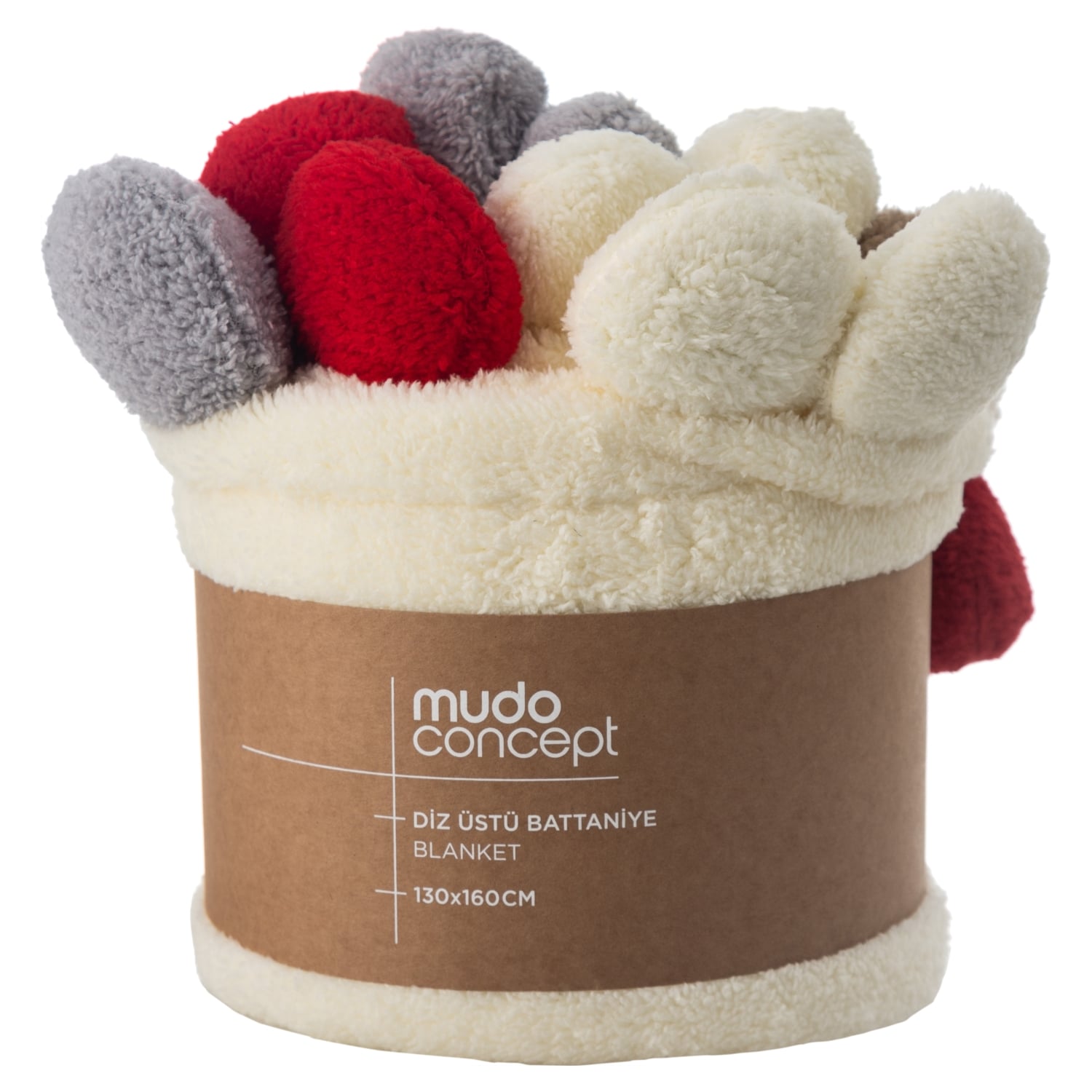 PONPONLU DİZ ÜSTÜ BATTANİYE MULTİ 130X160