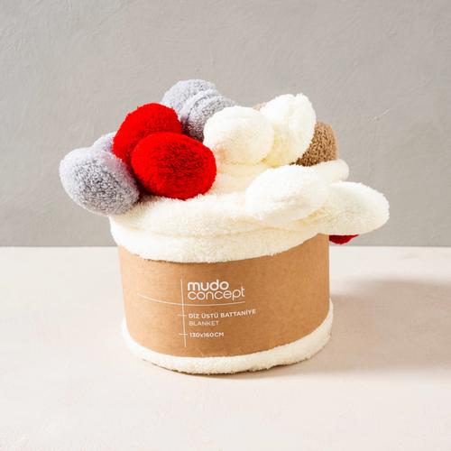  PONPONLU DİZ ÜSTÜ BATTANİYE MULTİ 130X160