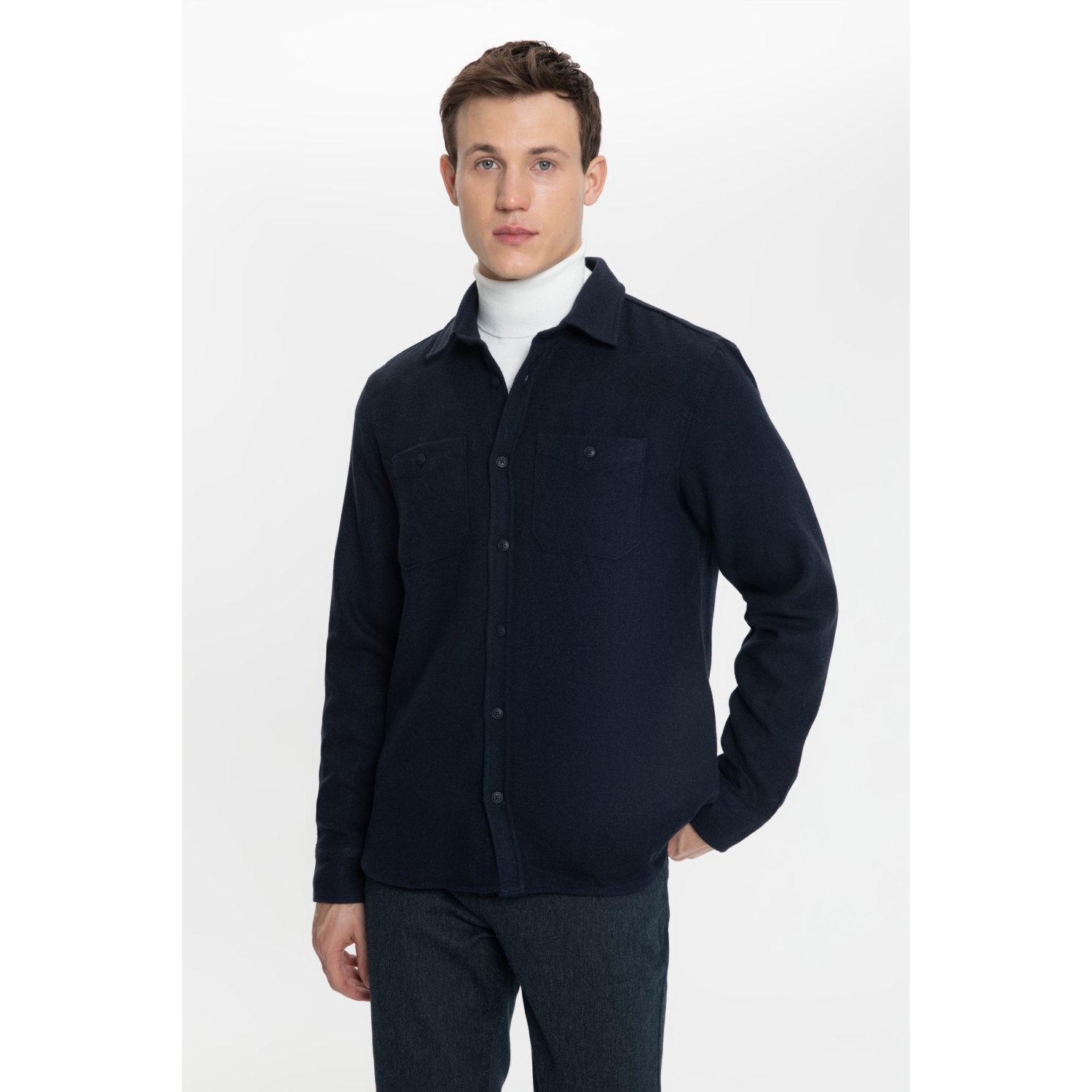 YÜN KARIŞIMLI REGULAR FIT GÖMLEK