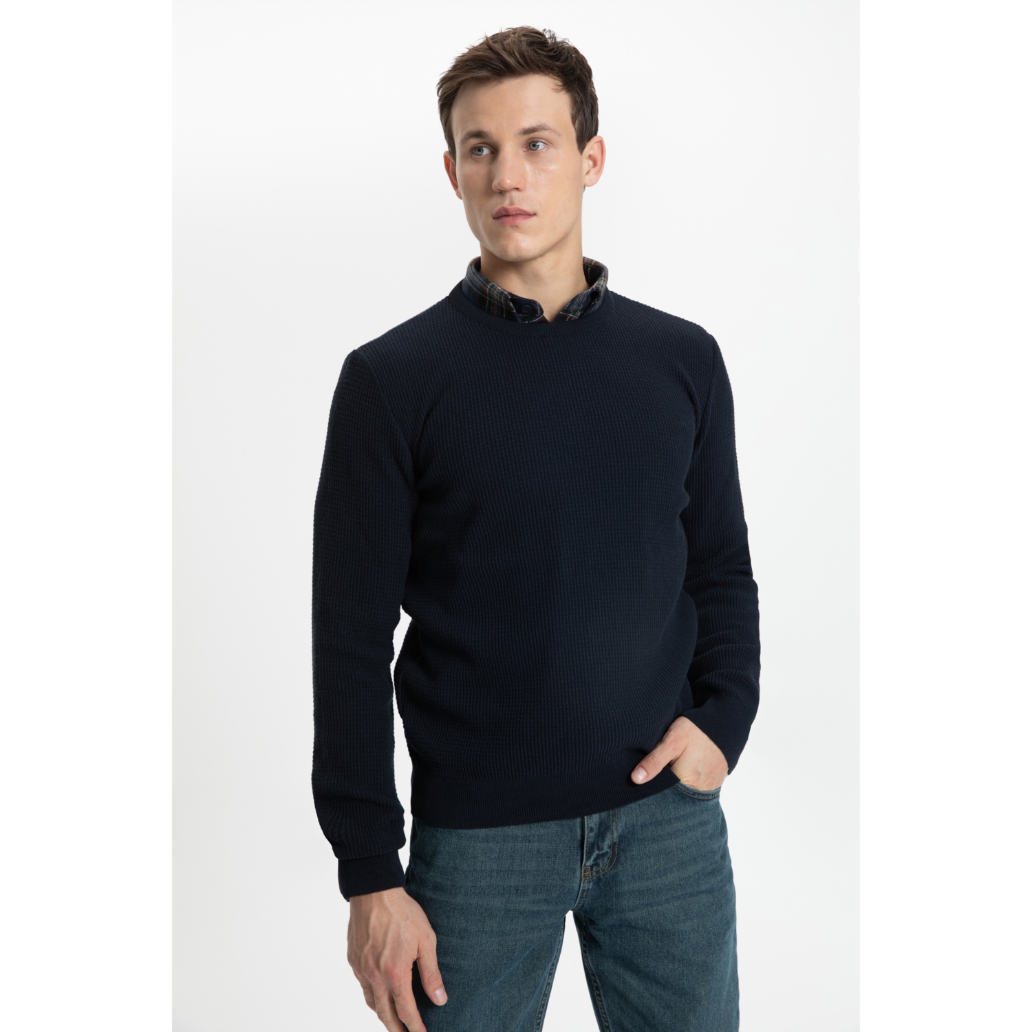 BİSİKLET YAKA TRİKO KAZAK