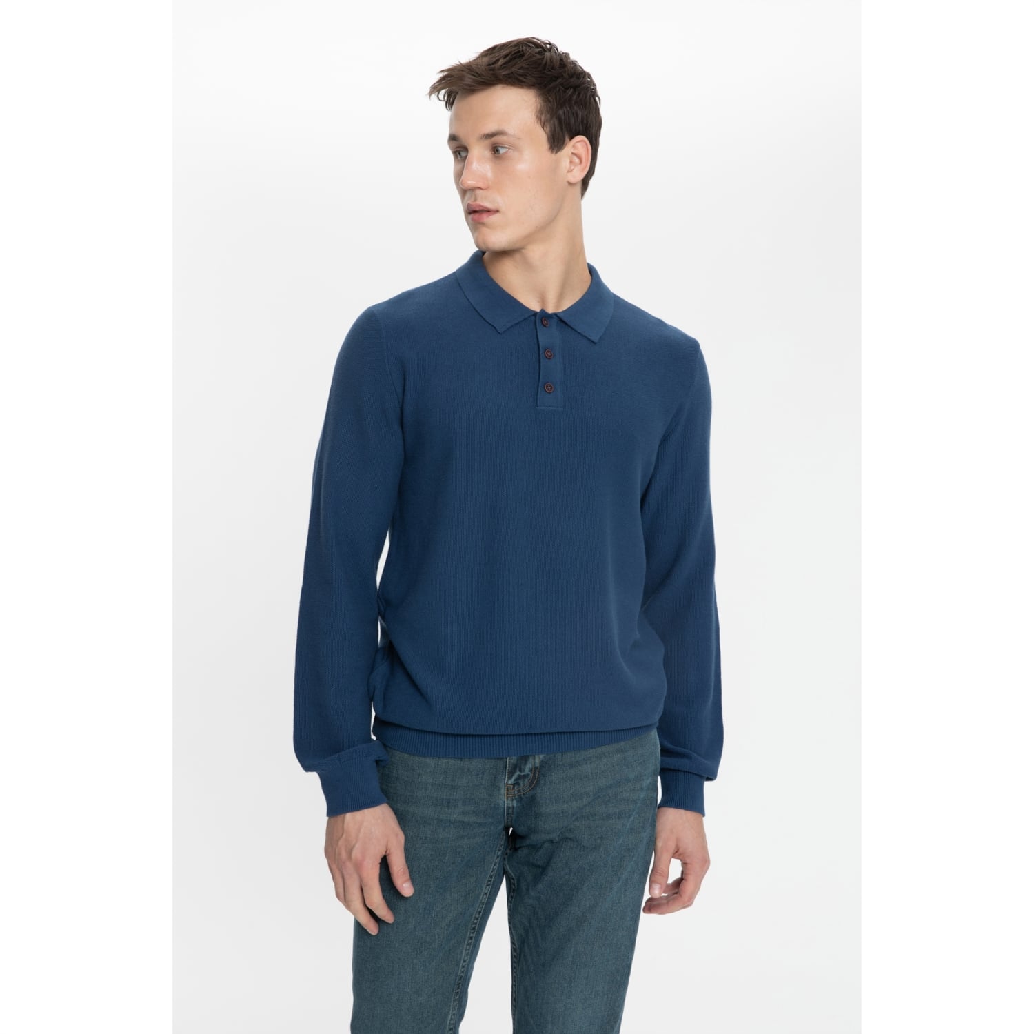 PAMUKLU POLO YAKA TRİKO KAZAK