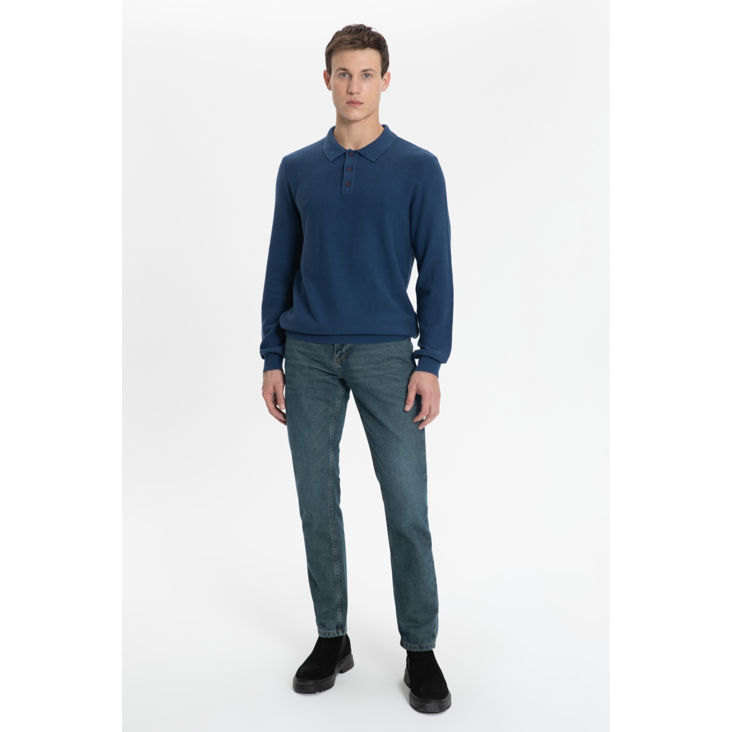 PAMUKLU POLO YAKA TRİKO KAZAK