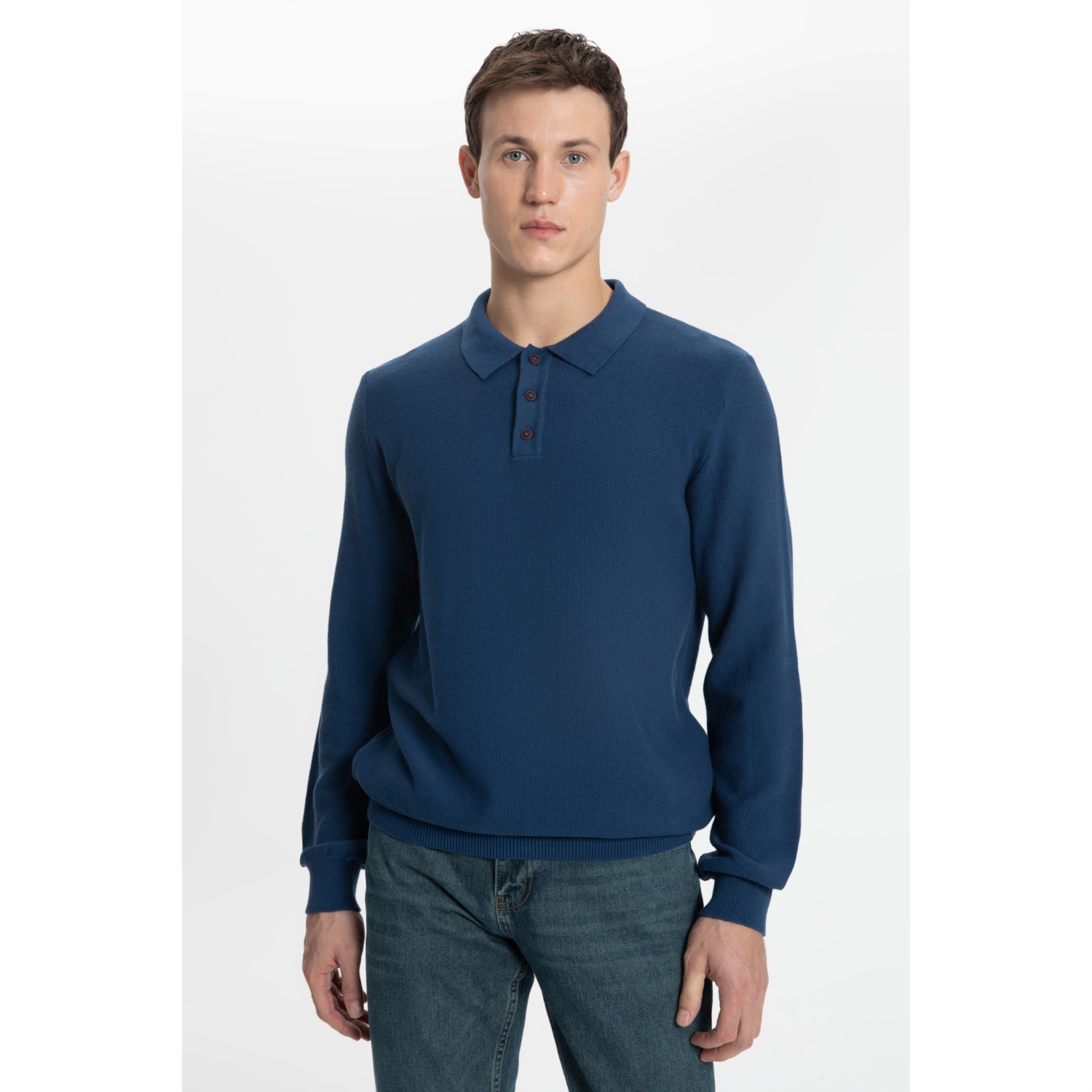 PAMUKLU POLO YAKA TRİKO KAZAK