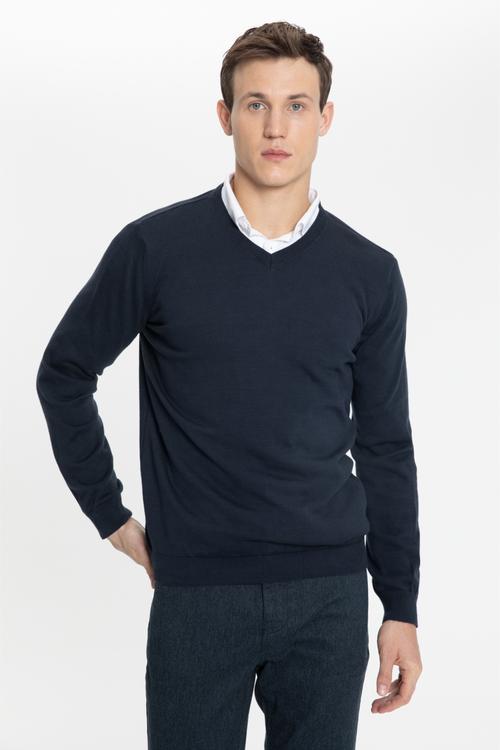  PAMUKLU V YAKA TRİKO KAZAK