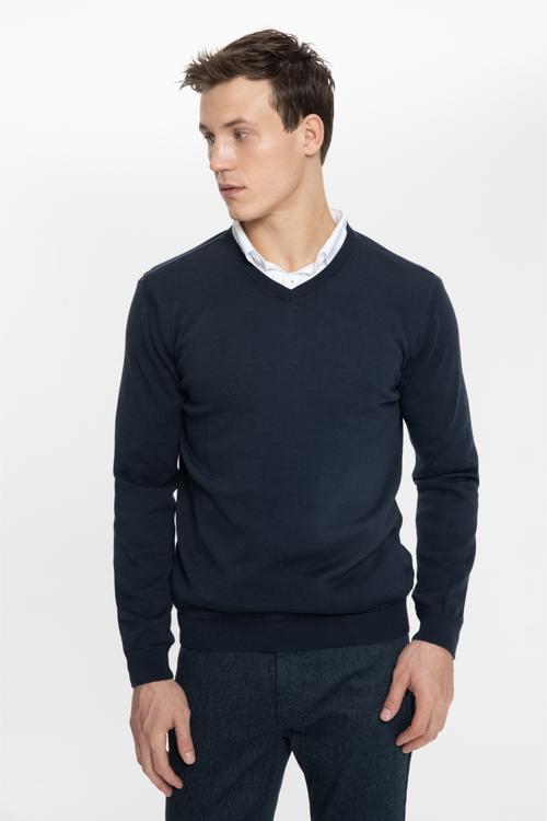  PAMUKLU V YAKA TRİKO KAZAK