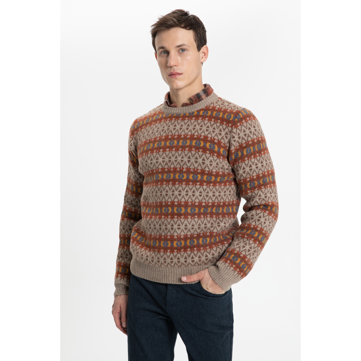 JAKARLI BİSİKLET YAKA TRİKO KAZAK