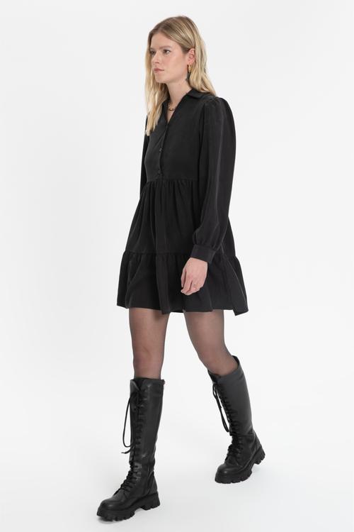  LİYOSEL KARIŞIMLI MİNİ GÖMLEK ELBİSE