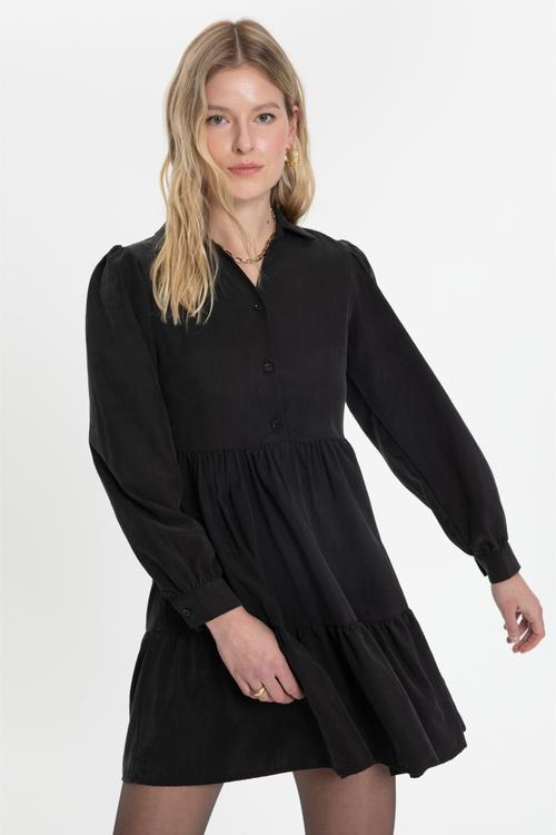  LİYOSEL KARIŞIMLI MİNİ GÖMLEK ELBİSE