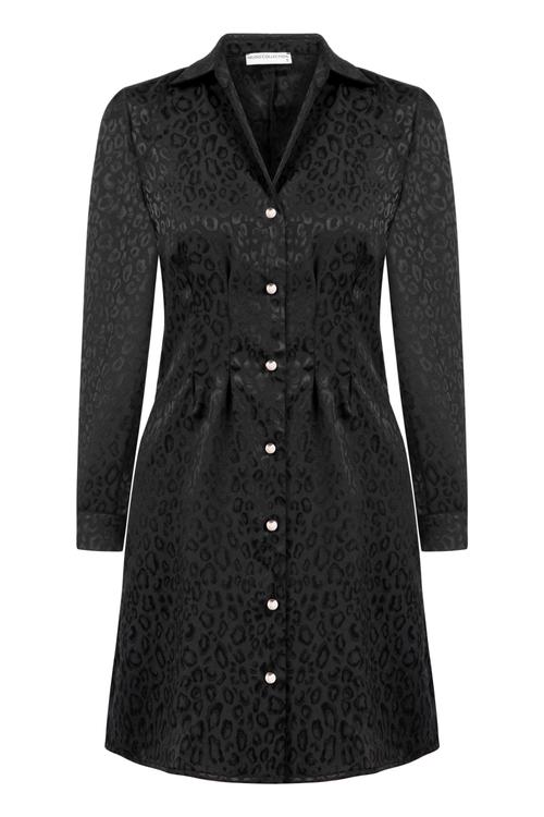  LEOPAR DESENLİ A FORM MİNİ ELBİSE