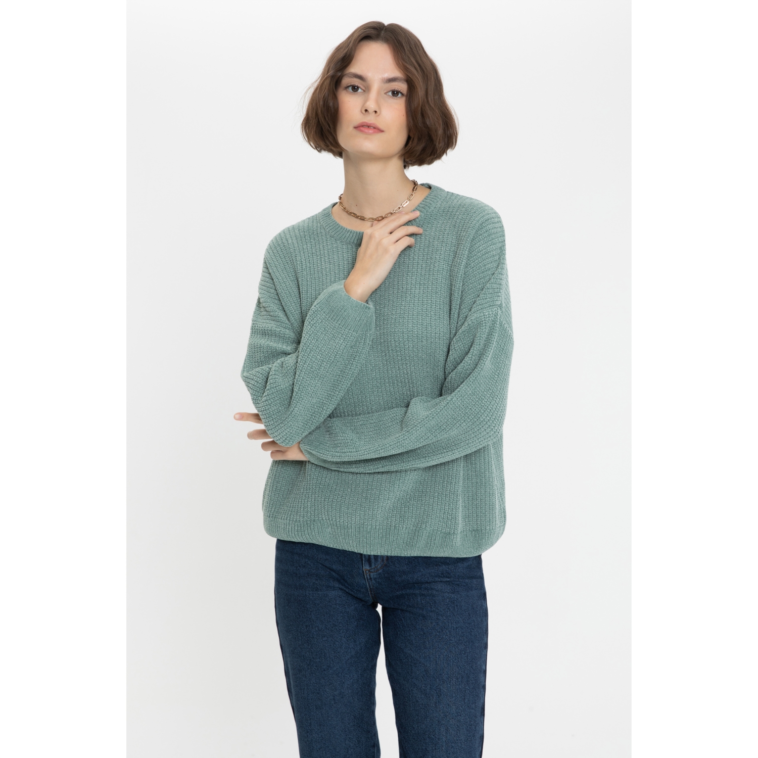 BİSİKLET YAKA TRİKO KAZAK