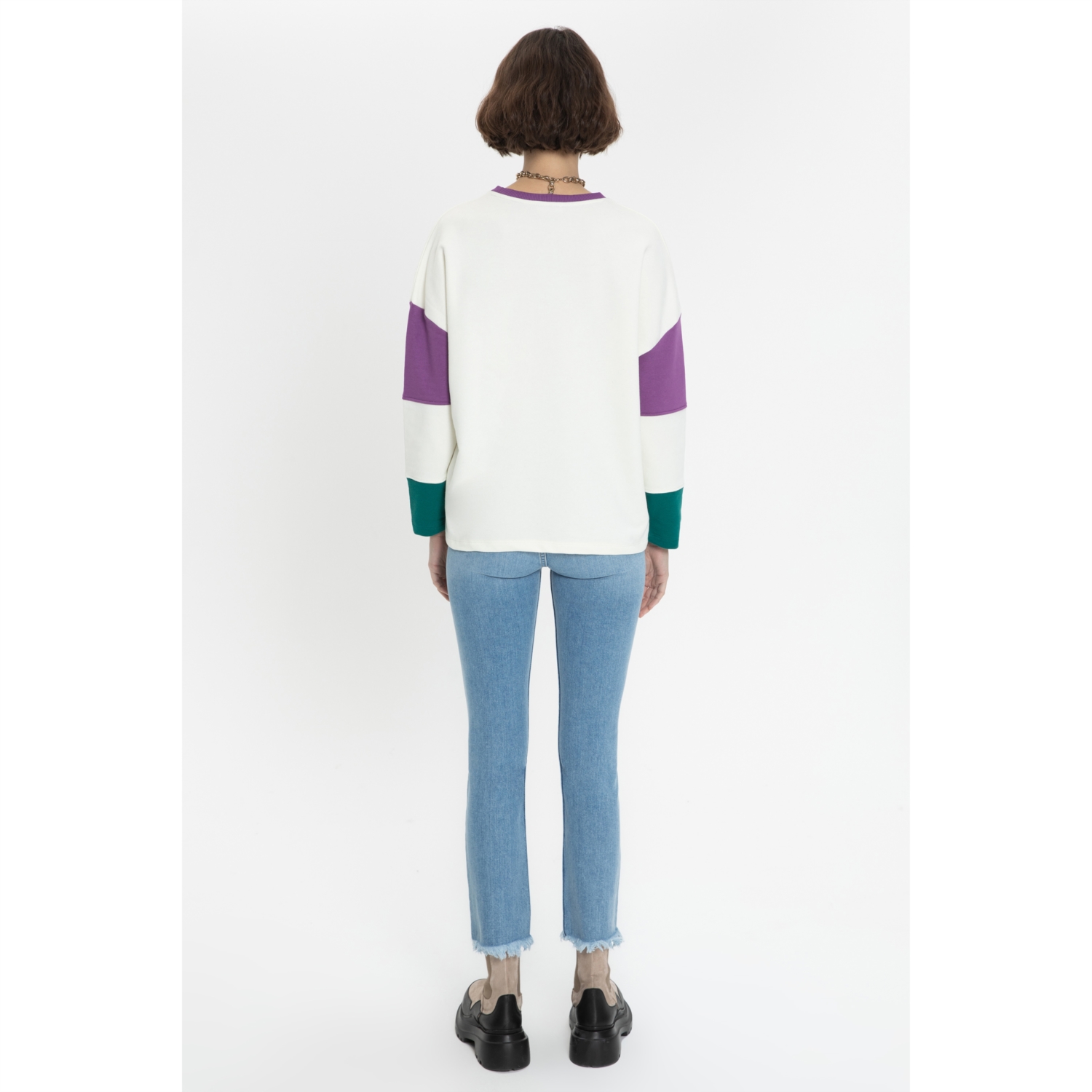 SLOGAN BASKILI BİSİKLET YAKA SWEATSHIRT