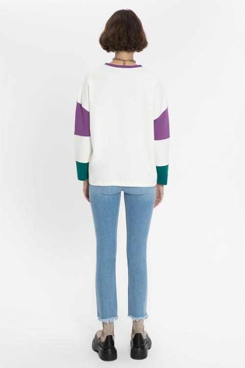  SLOGAN BASKILI BİSİKLET YAKA SWEATSHIRT