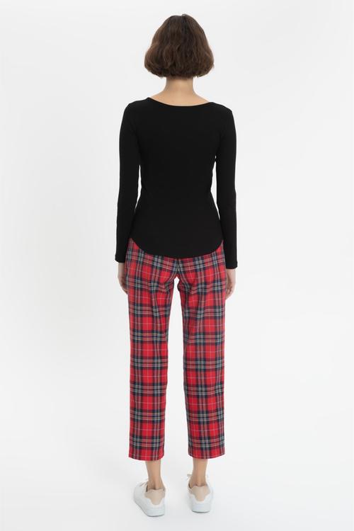  V YAKA UZUN KOLLU BASIC T-SHIRT